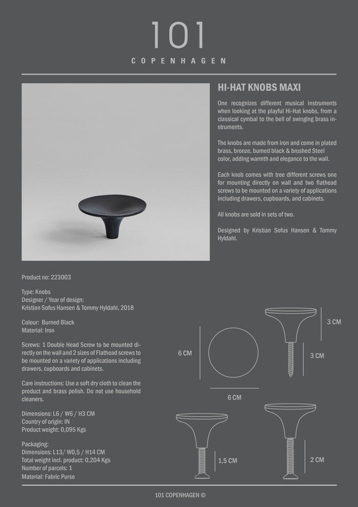 HiHat Knobs, Maxi - Burned Black - 101 CPH