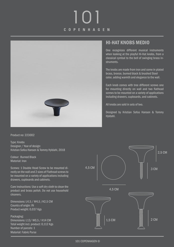 HiHat Knobs, Medio - Burned Black - 101 CPH