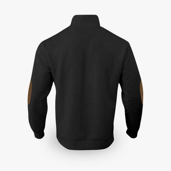 Hollis | Men's Cable Knit Sweater with Leather Elbow Patches