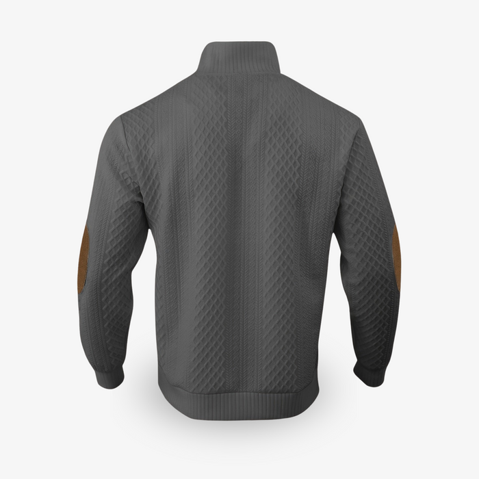 Hollis | Men's Cable Knit Sweater with Leather Elbow Patches