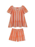 Ivy Flutter Sleeve Pajama Set Short - Frond Orange