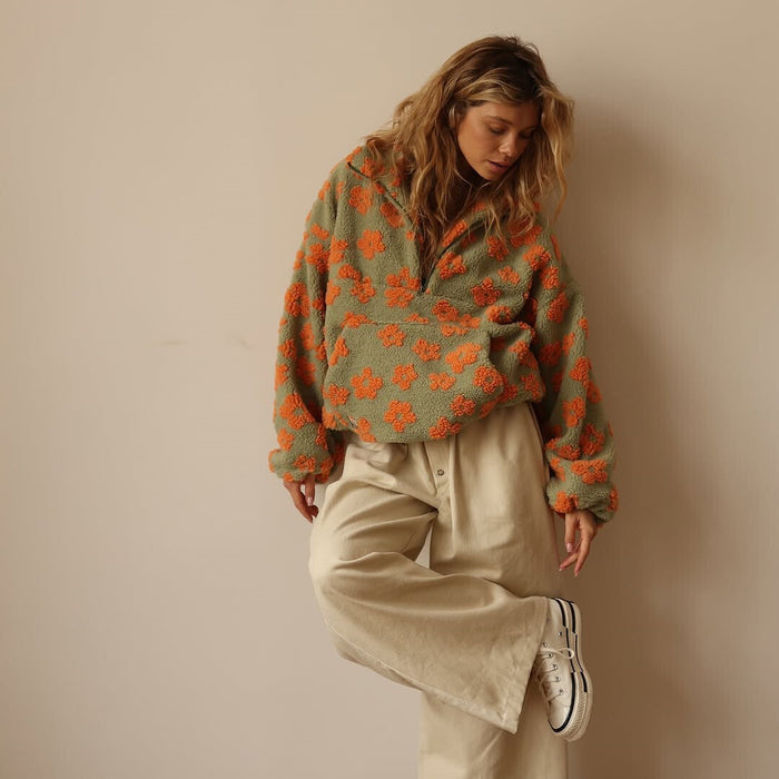 Ivy | Women's Oversized Fleece Sweatshirt with Floral Print