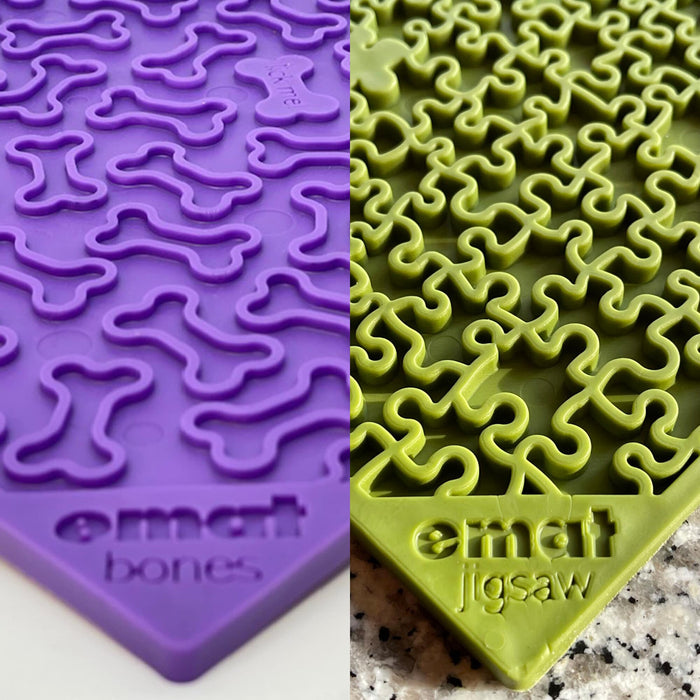 Large Green Jigsaw & Large Purple Bones eMat Lick Mat Bundle - SodaPup/True Dogs, LLC
