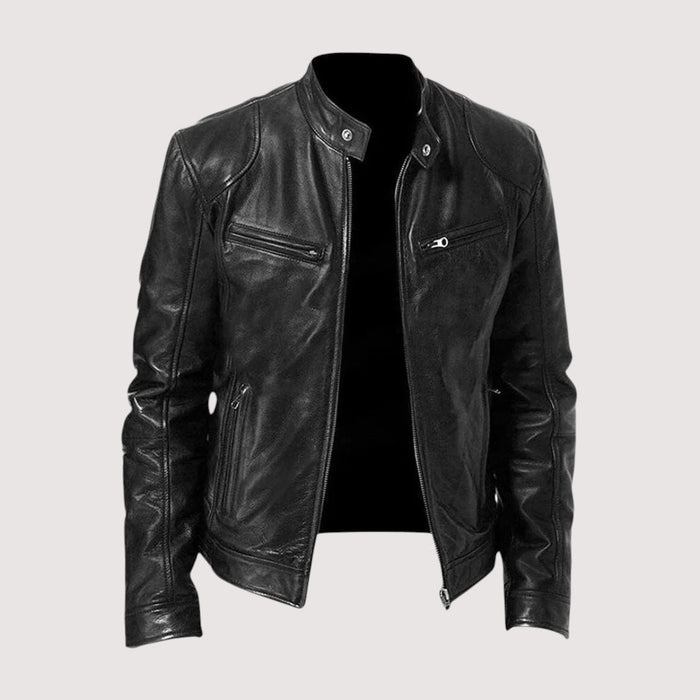 Veste en cuir homme coupe ajustée à lignes épurées et doublure douce 10