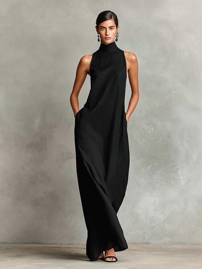 Juliet | Women's Sleeveless Turtleneck Maxi Dress