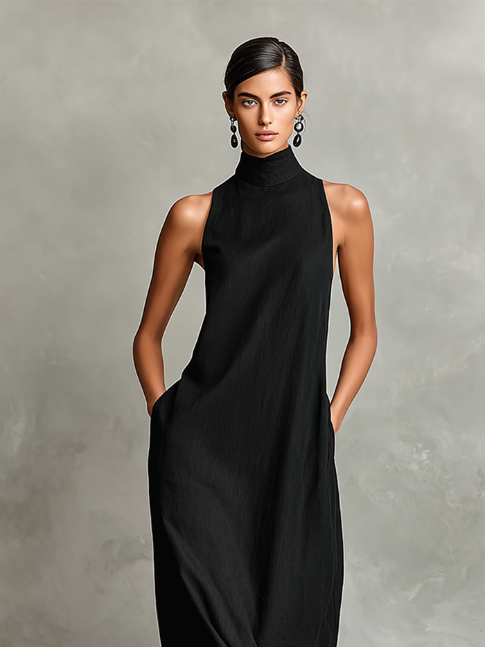 Juliet | Women's Sleeveless Turtleneck Maxi Dress