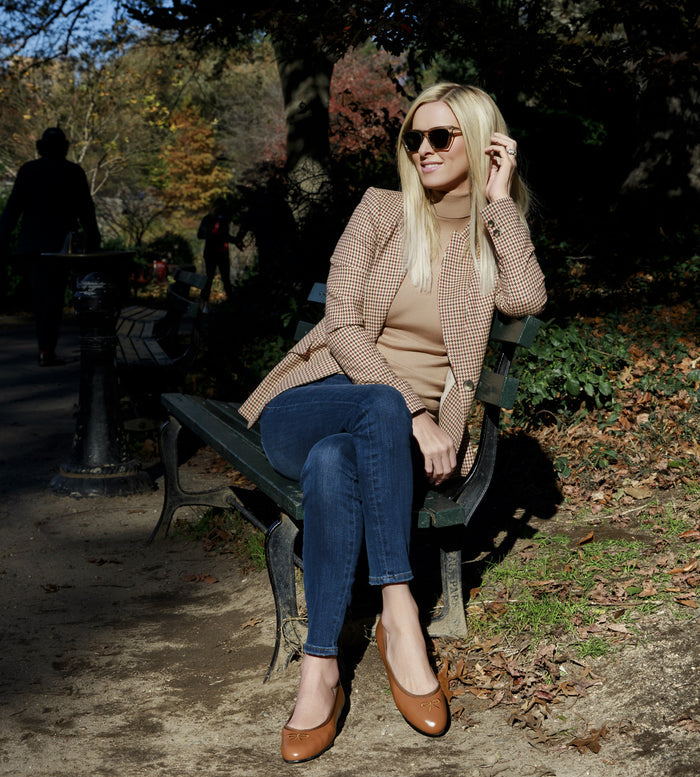 Nicky Hilton wearing the praline leather Kathy flat