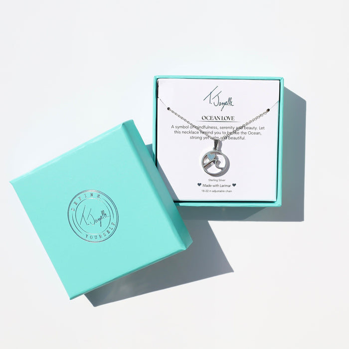 Larimar Ocean Love Sterling Silver Charm Necklace