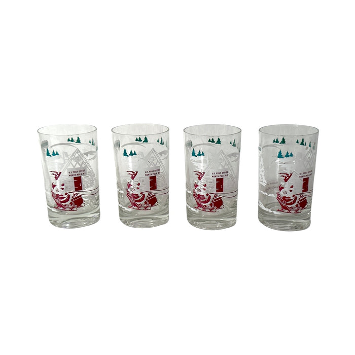 Libbey Mid-Century Santa Reindeer At The North Pole Juice Glasses (Set of 4)