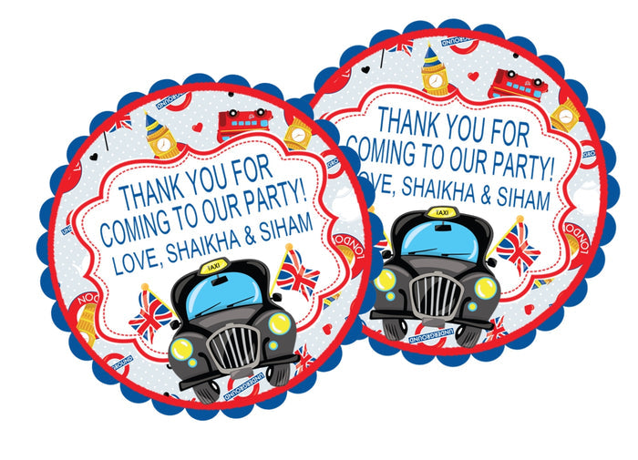 british theme party label with uk icons