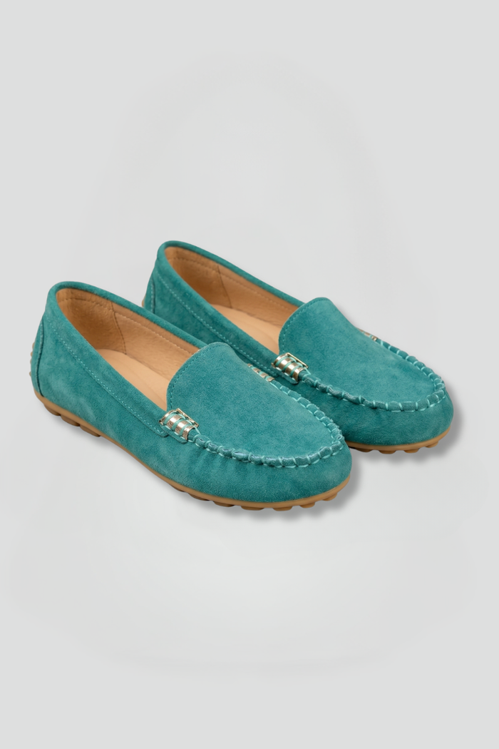 Luciana | Women's Suede Loafers with Metal Accent