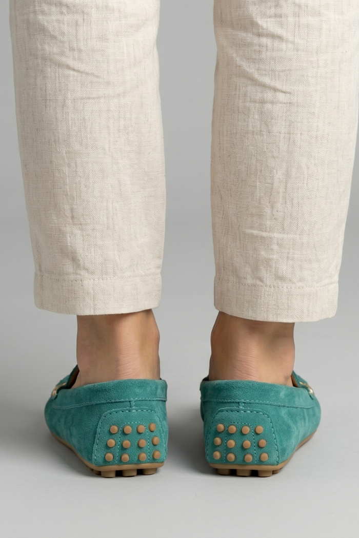 Luciana | Women's Suede Loafers with Metal Accent