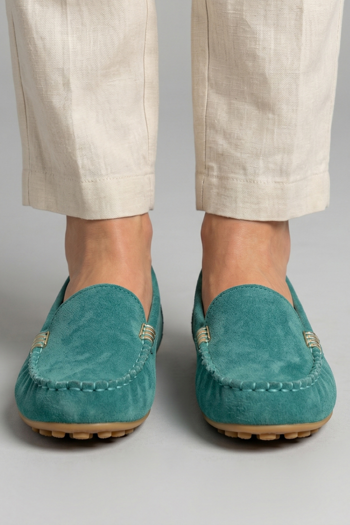 Luciana | Women's Suede Loafers with Metal Accent