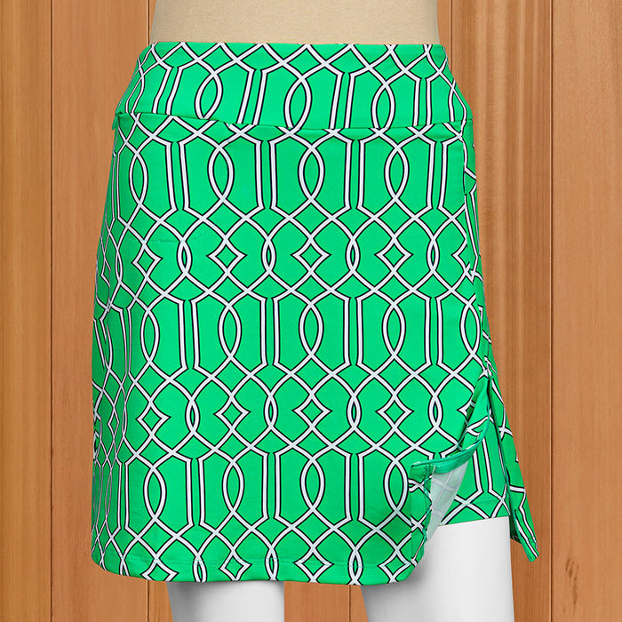 Lulu-B Pull-On Sun Protection Sport Skort, Green Trellis