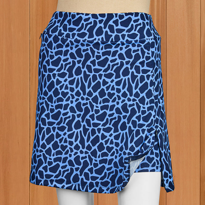 Lulu-B Pull-On Sun Protection Sport Skort, Periwinkle Giraffe