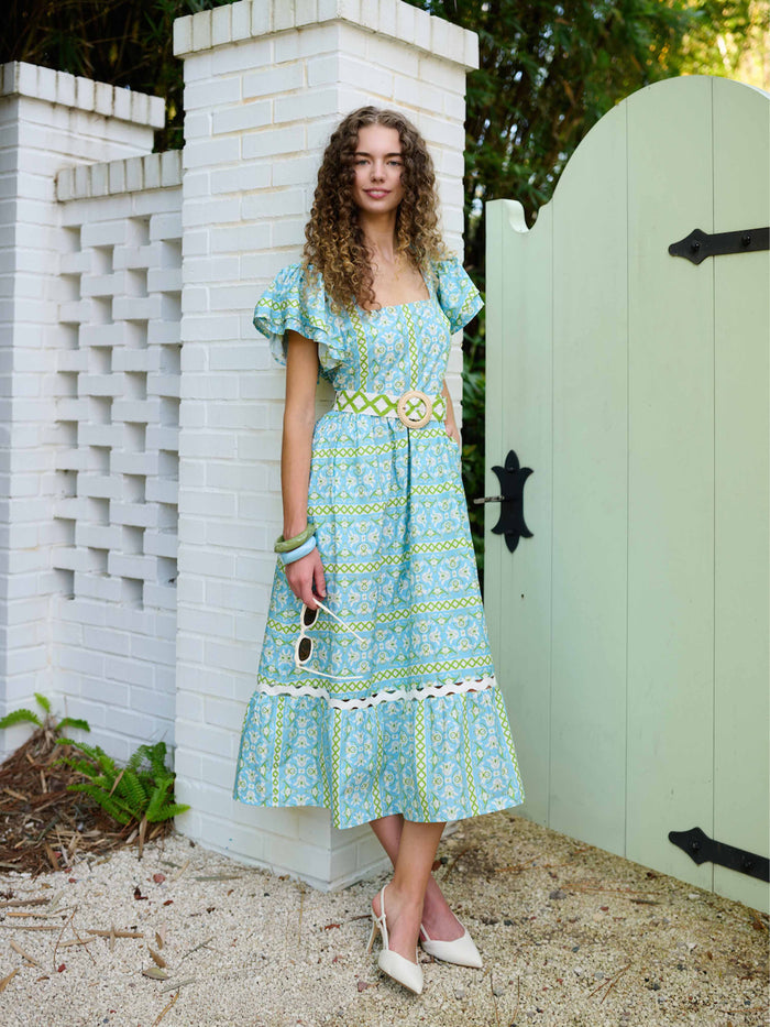 Margaret Midi Dress - Fleur de Lune Blue