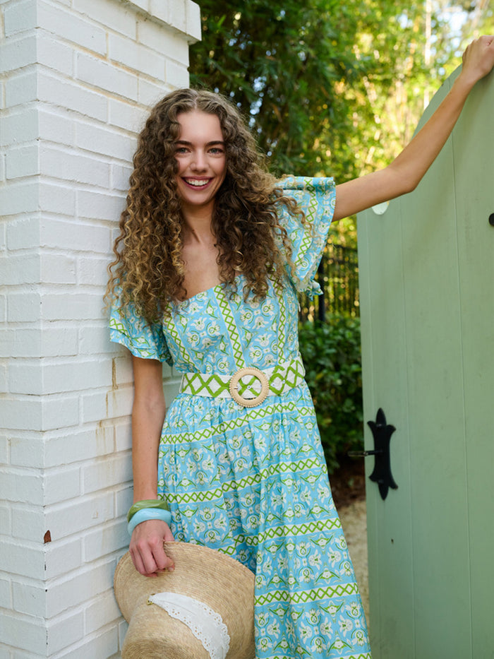 Margaret Midi Dress - Fleur de Lune Blue
