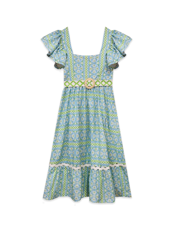 Margaret Midi Dress - Fleur de Lune Blue