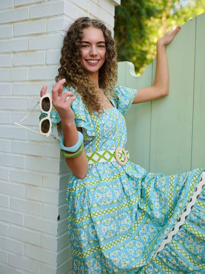 Margaret Midi Dress - Fleur de Lune Blue