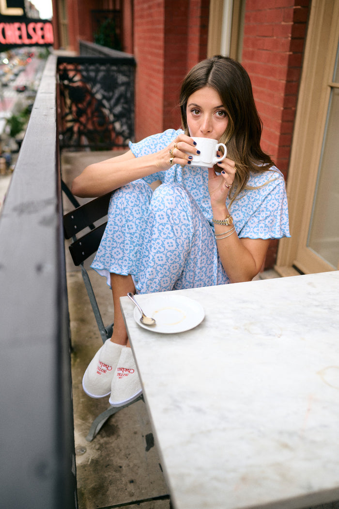 Margarie Pajama Short Sleeve & Pants - Porto Blue