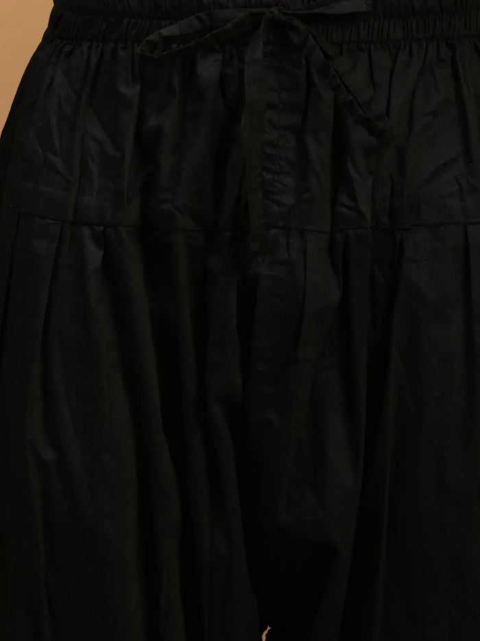 Men's Black Viscose Kurta With Patiala Set