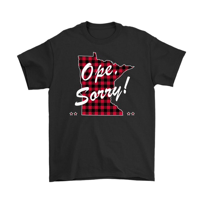 Mens Tee, Minnesota, Buffalo Plaid, Ope Sorry!