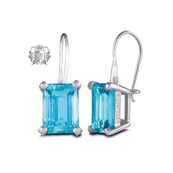 Metalsmiths Sterling- Blue Topaz Rectangle Prong Set Earrings