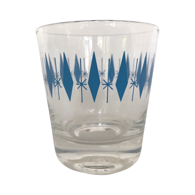 Mid-Century Blue Diamond Glasses (Set of 4)