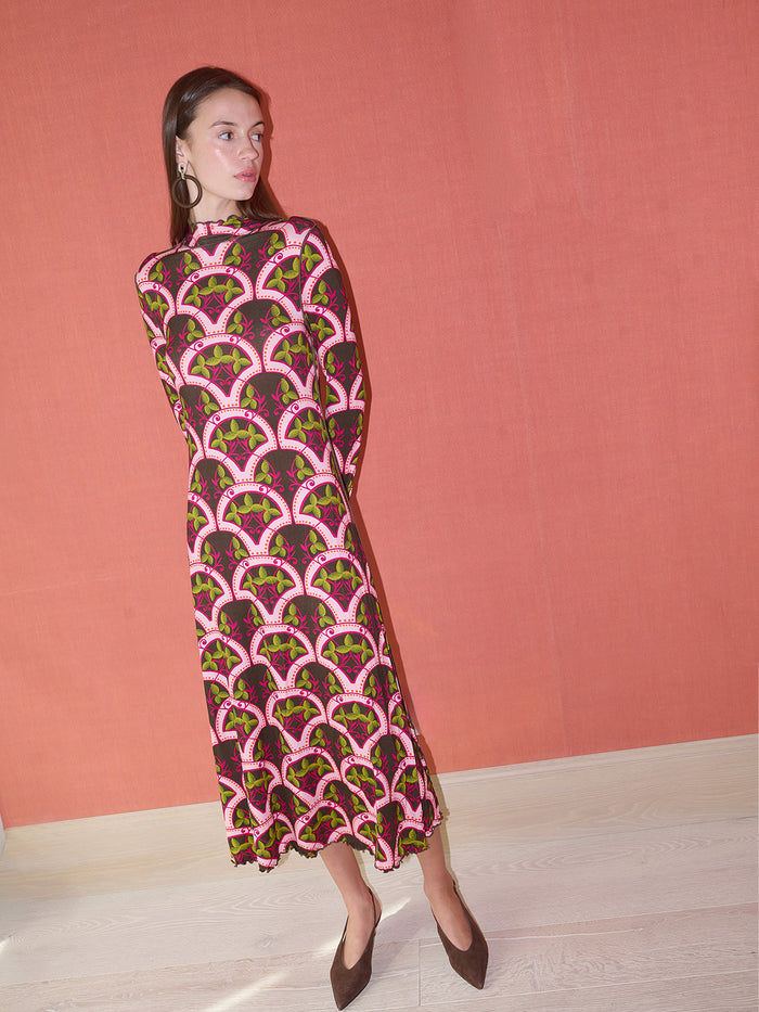 Millie Mock Neck Dress - Berry Vine