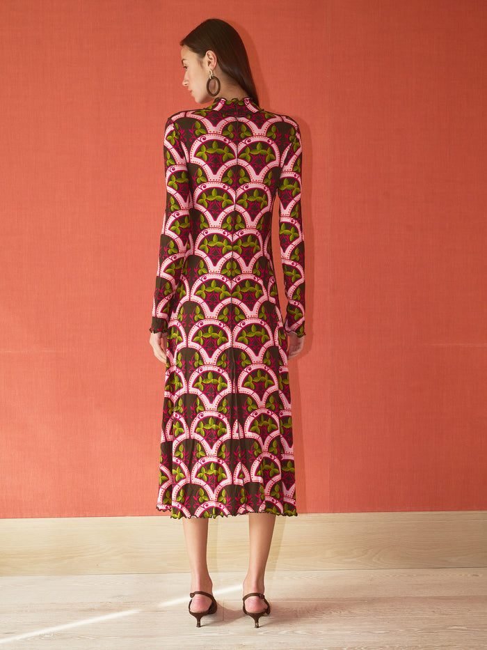 Millie Mock Neck Dress - Berry Vine