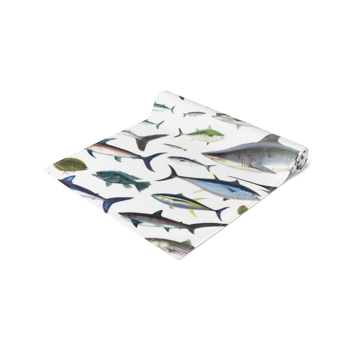 NE Fish White Cotton Table Runner Printify