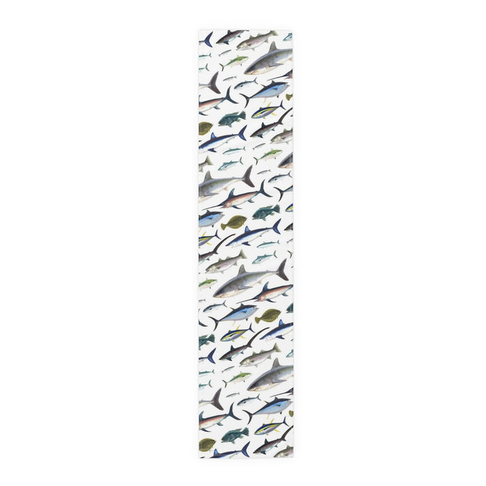 NE Fish White Cotton Table Runner Printify