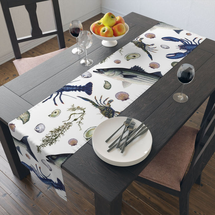 NE Seafood Cotton Table Runner Printify
