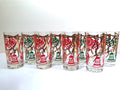 Norman Wolff Co Mid-Century Red and Green Christmas Garland Glasses (Set of 8)