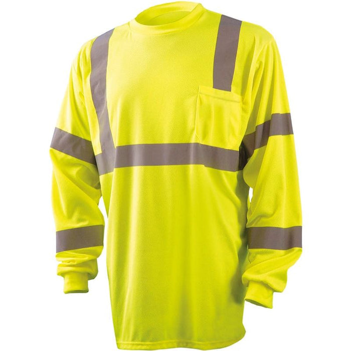 Occunomix LUX-LSETP3B-YS T-Shirt, Wicking Birdseye Long Sleeve, Class 3, Yellow, S, Yellow (High Visibility)