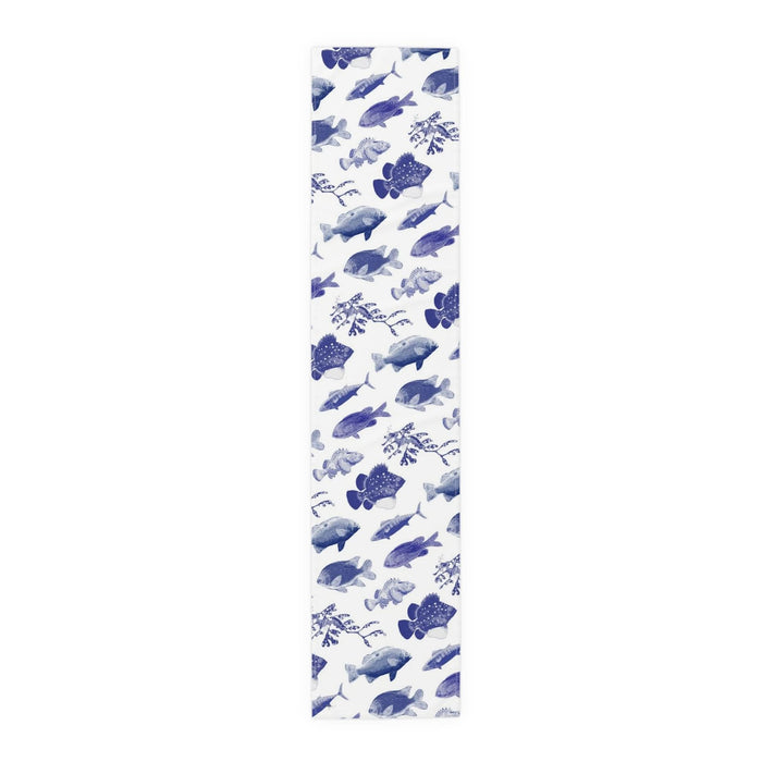Ocean Stamps Cotton Table Runner Printify