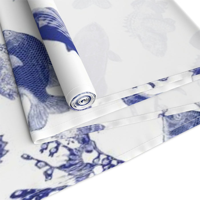 Ocean Stamps Cotton Table Runner Printify