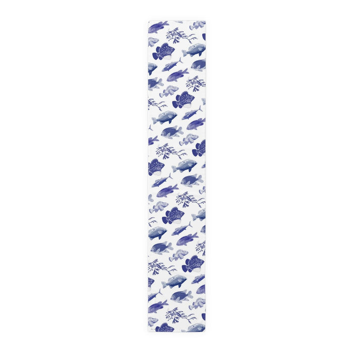 Ocean Stamps Cotton Table Runner Printify