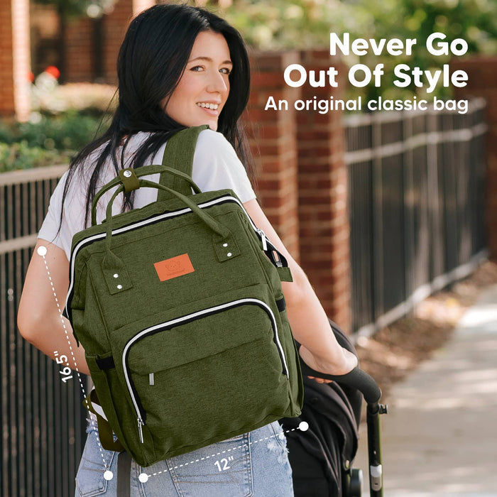 Olive Green Diaper Bag Backpack