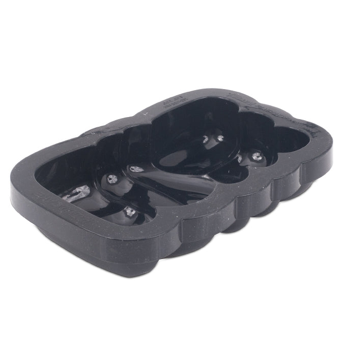 A silicone mold with a smooth surface, rectangular in shape, spelling "Love" designed for baking or freezing food items.