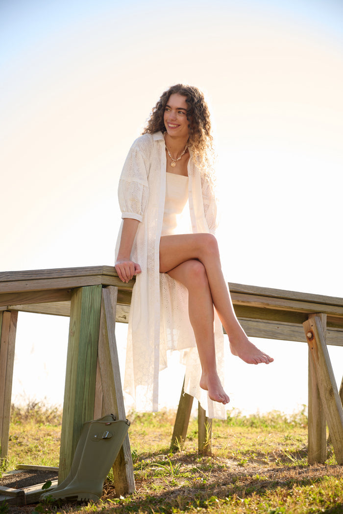 Penne Cover Up Dress - White Eyelet