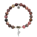 Pink Rhodonite Gemstone Bracelet with Angel Blessings Sterling Silver Charm