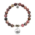 Pink Rhodonite Gemstone Bracelet with Mom... Sterling Silver Charm