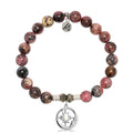 Pink Rhodonite Gemstone Bracelet with Moonlight Sterling Silver Charm