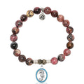 Pink Rhodonite Gemstone Bracelet with Seahorse Sterling Silver Charm