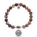 Pink Rhodonite Gemstone Bracelet with Teacher Sterling Silver Charm