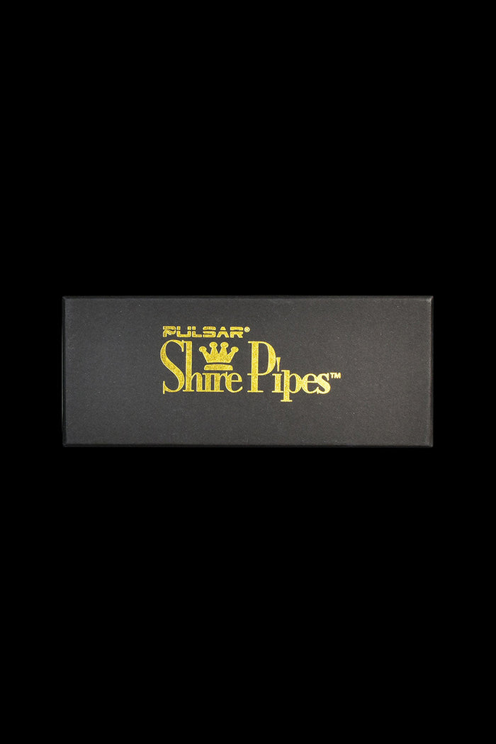 A side view of the Pulsar Shire Pipes Bent Brandy Rainbow Tobacco Pipe, showcasing its curved shape and polished finish.