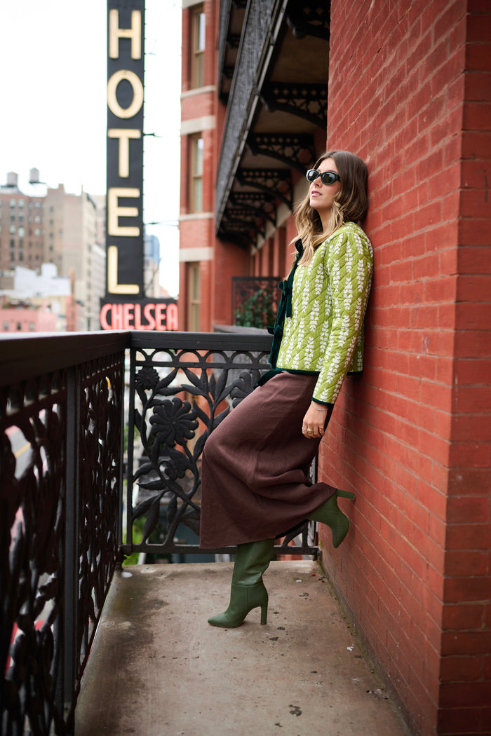 Quilted Henry Jacket - Green Leaf