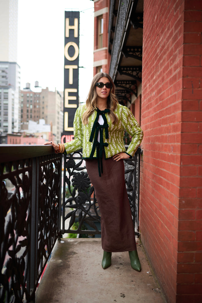 Quilted Henry Jacket - Green Leaf