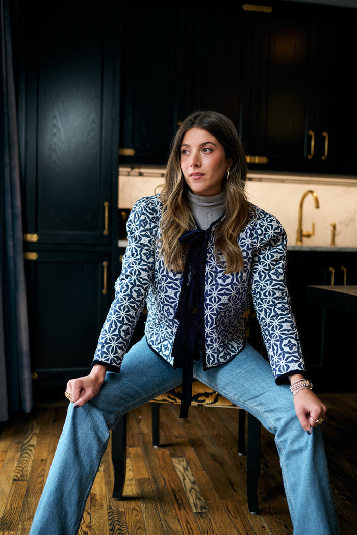 Quilted Henry Jacket - Midnight Sky